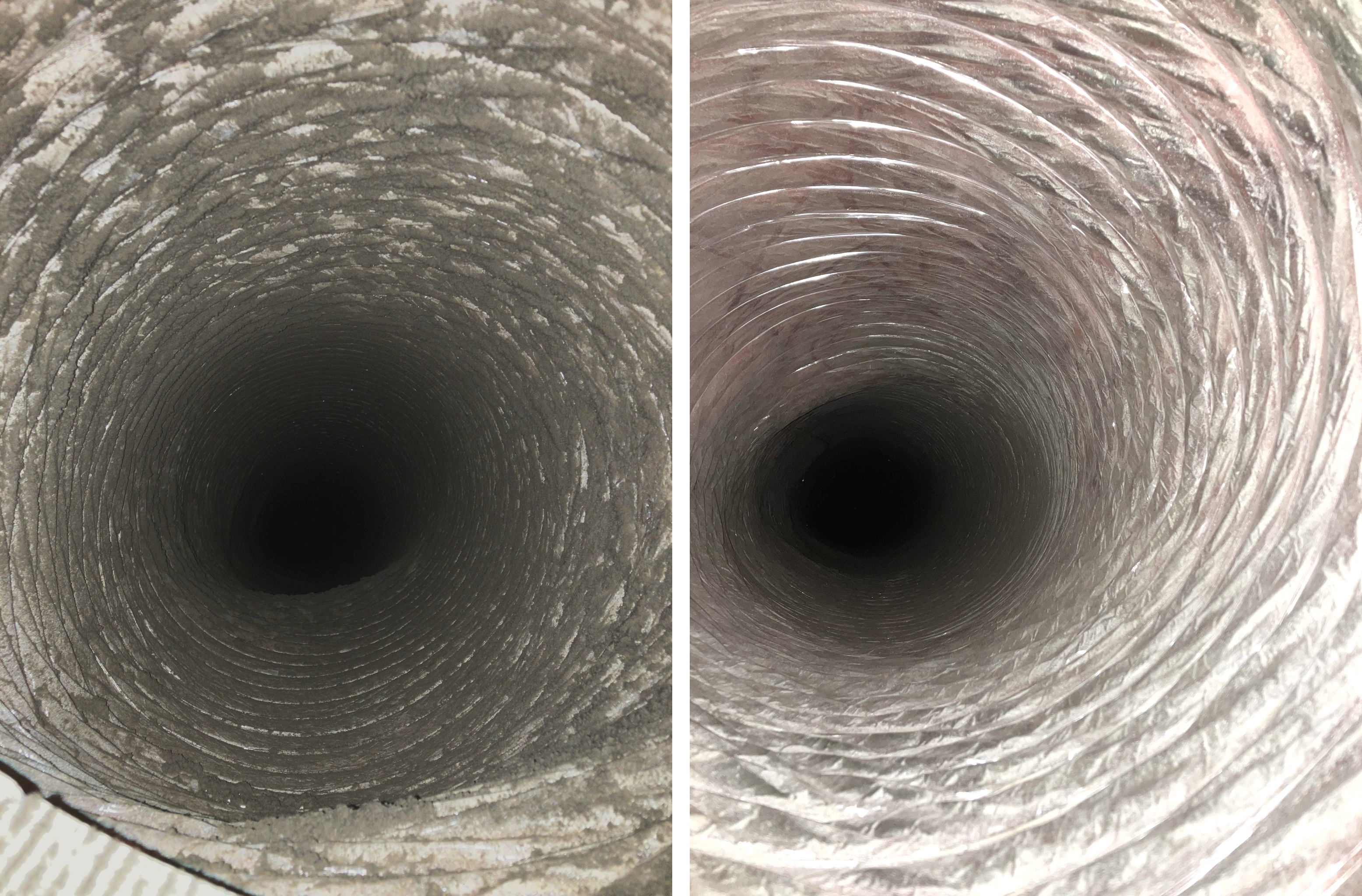 Air Duct Cleaning 1 dirty air duct versus clean air duct